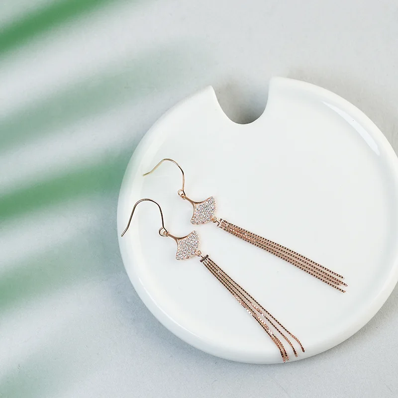 Маленькая юбка бахрома серьги для женщин кубический циркон серебро 925 классика