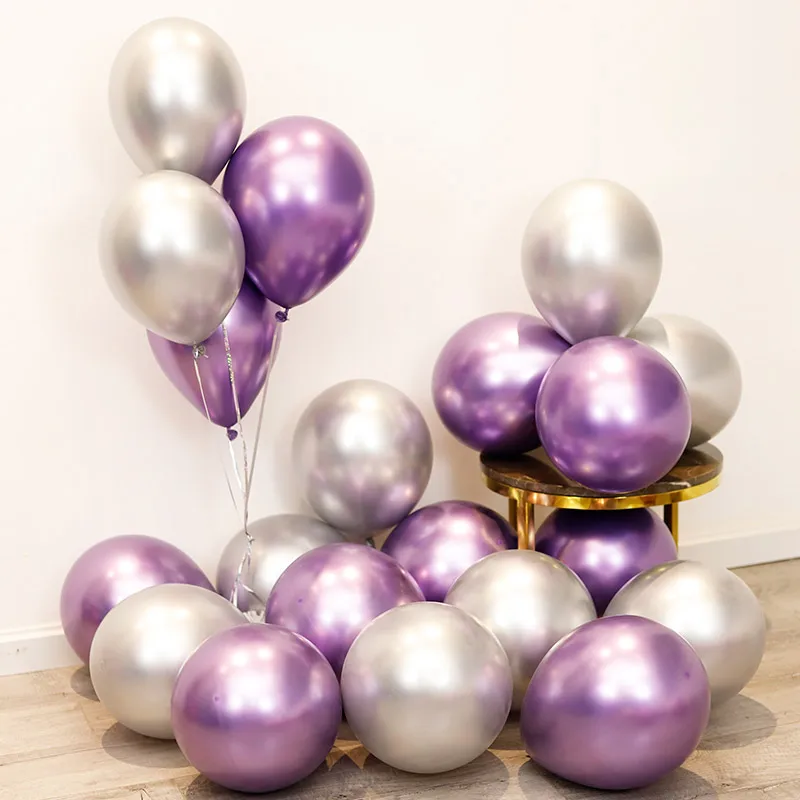 silver purple 30/50/100 шт Металлические жемчужные латексные шары для свадьбы, дня рождения настольная лампа для украшения детского душа для мальчиков и девочек, украшения для девичника расходные материалы - Цвет: silver purple