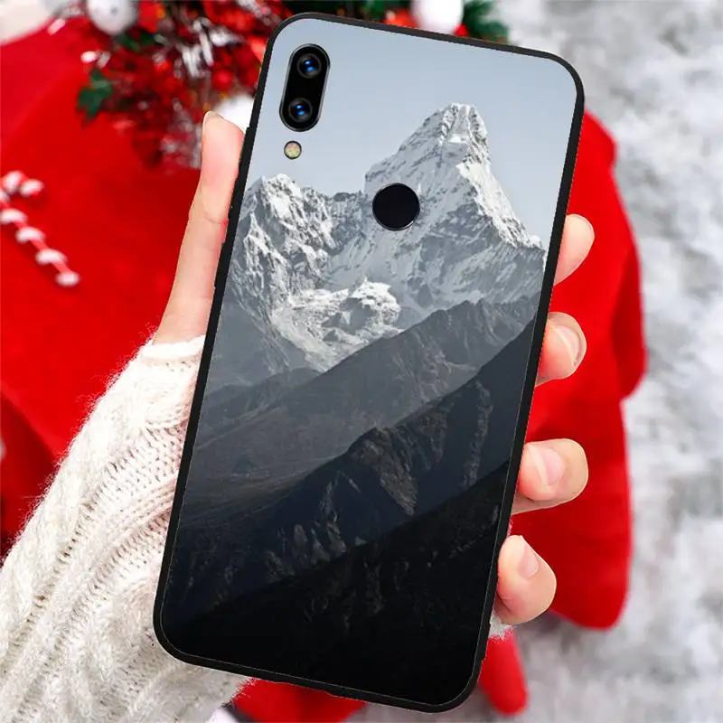 

White Mountain Pine Tree Forest Mountain Peak Mist Phone Case For Xiaomi Redmi note 7 8 9 t k30 max3 9 s 10 pro lite