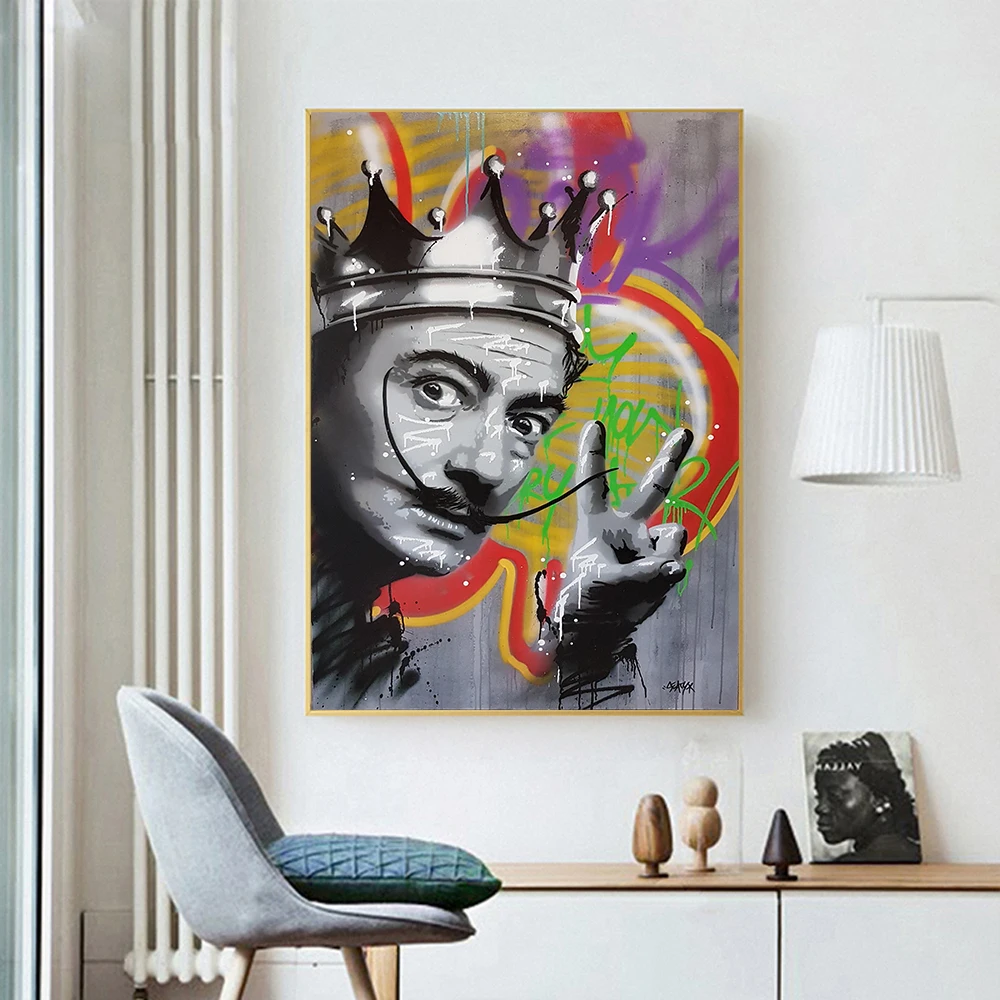 

Street Graffiti Art Canvas Painting Art Wall Posters and Prints Dali Gesture Inspiration Artwork Picture Living Room Decoration