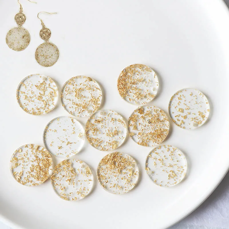 10 шт. круглые серьги из прозрачной золотой фольги 25 мм аксессуары для рукоделия