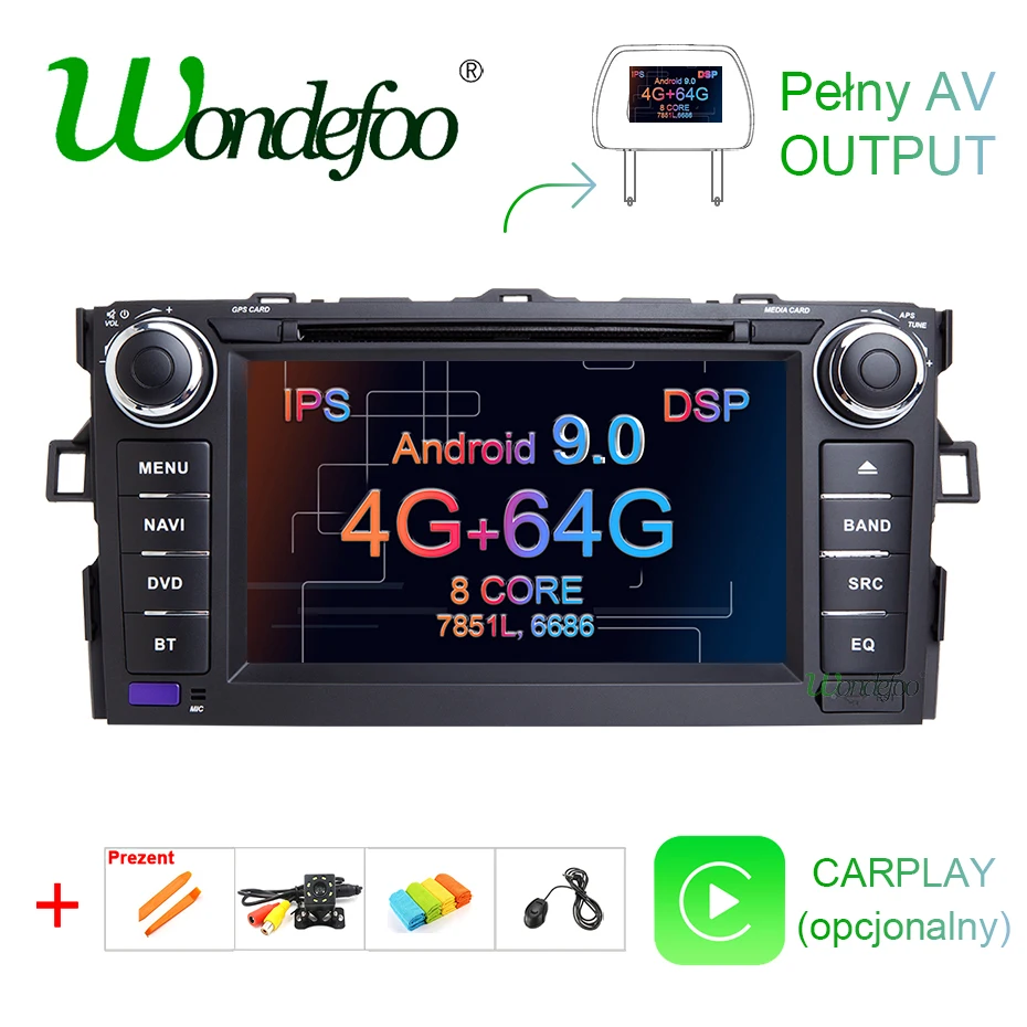 DSP ips Android 9,0 64G 2 DIN dvd-плеер для TOYOTA AURIS Altis COROLLA 2012 2013 gps Радио экран стерео навигация Мультимедиа