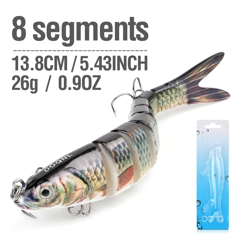 DONQL 8 Segment Crank Fishing Lure 13.8cm ArtificialSinking Wobblers Crankbait Plastic Hard Swimbait Bass Trout Fishing Lures - Цвет: 4089