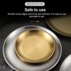 Тарелка для торта из нержавеющей стали, круглая неглубокая золотистая тарелка для фруктов, блюда для хранения в Корейском стиле, столовые приборы для ресторана