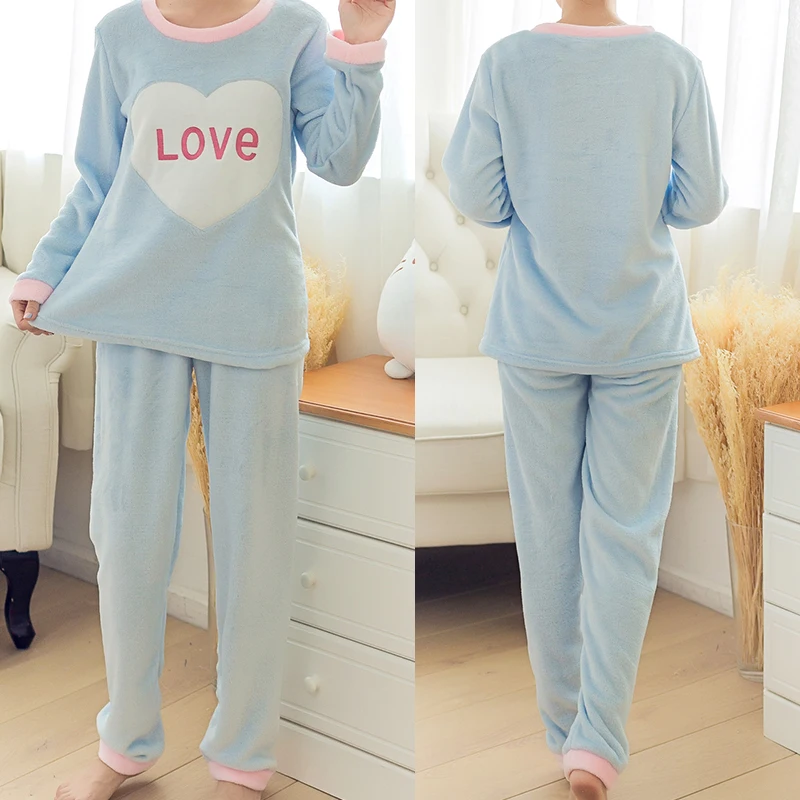 Зимняя пижама женская Фланелевая теплая Фланелевые пижамы с длинными рукавами