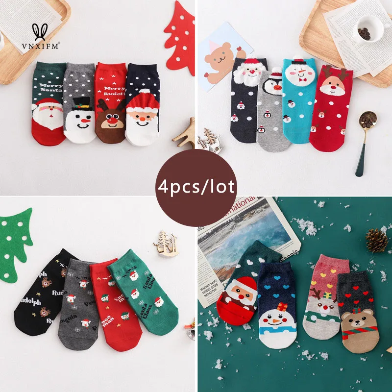 

Рождественские носки женские четырехсезонные трендовые Модные женские носки-лодочки трехмерные прямые Мультяшные хлопковые носки с Санта-Клаусом