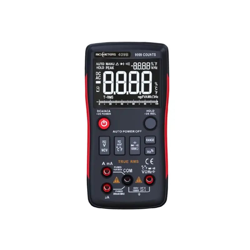

RM409B Digital Multimeter Button 9999 Counts Accuracy Measuring With Analog Bar Graph AC DC Voltage Ammeter Current Ohm Auto Man