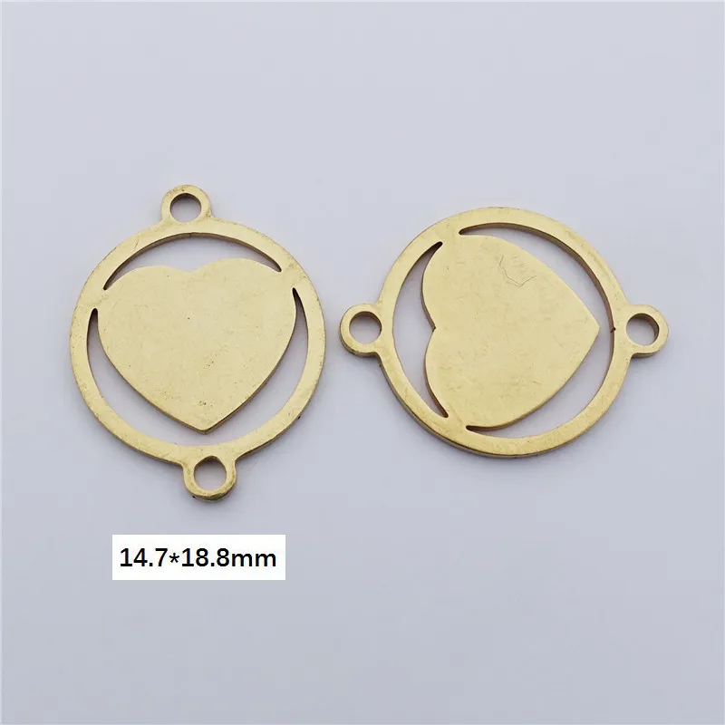 

Real Gold Plated Stainless Steel Connectors Hexagram Triangle Tower Anchor Feather Moon Bike Jewelry Making Component 50pcs/lot