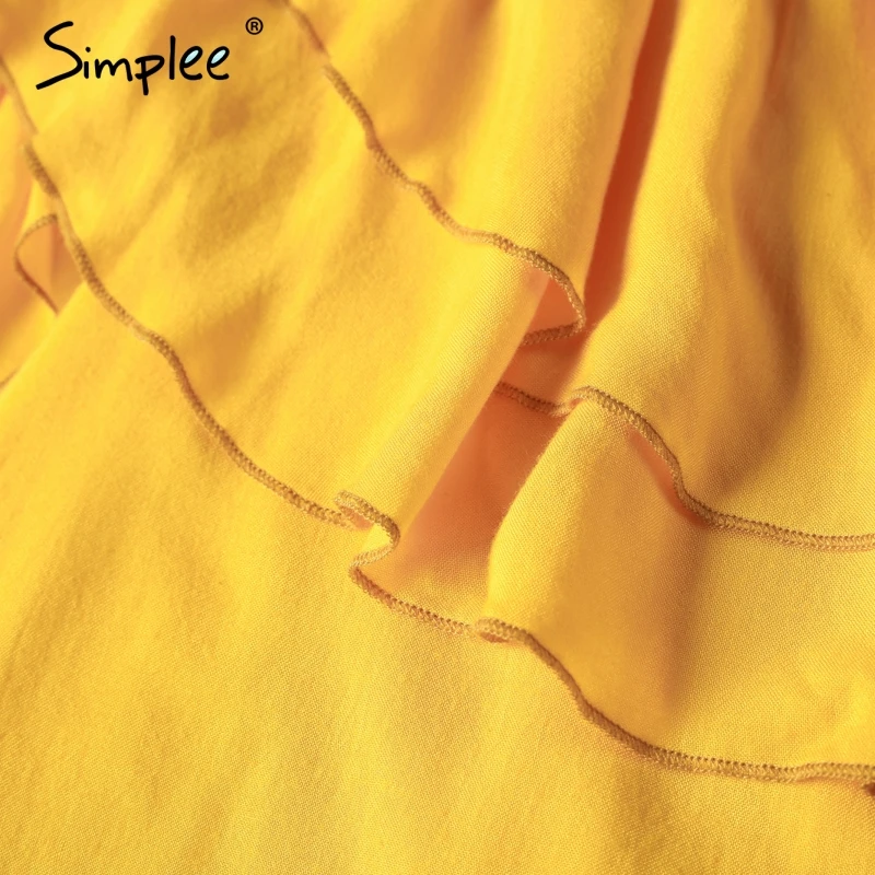 Женское летнее короткое платье Simplee с оборками и открытой спиной сексуальное