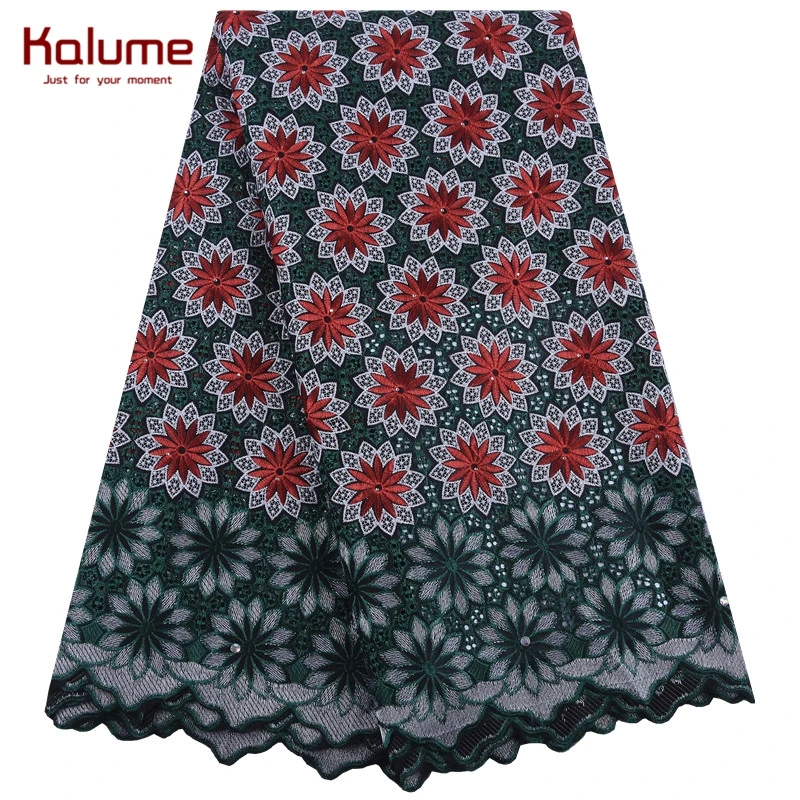 Kalume высококачественное Африканское швейцарское хлопковое кружевное полотно