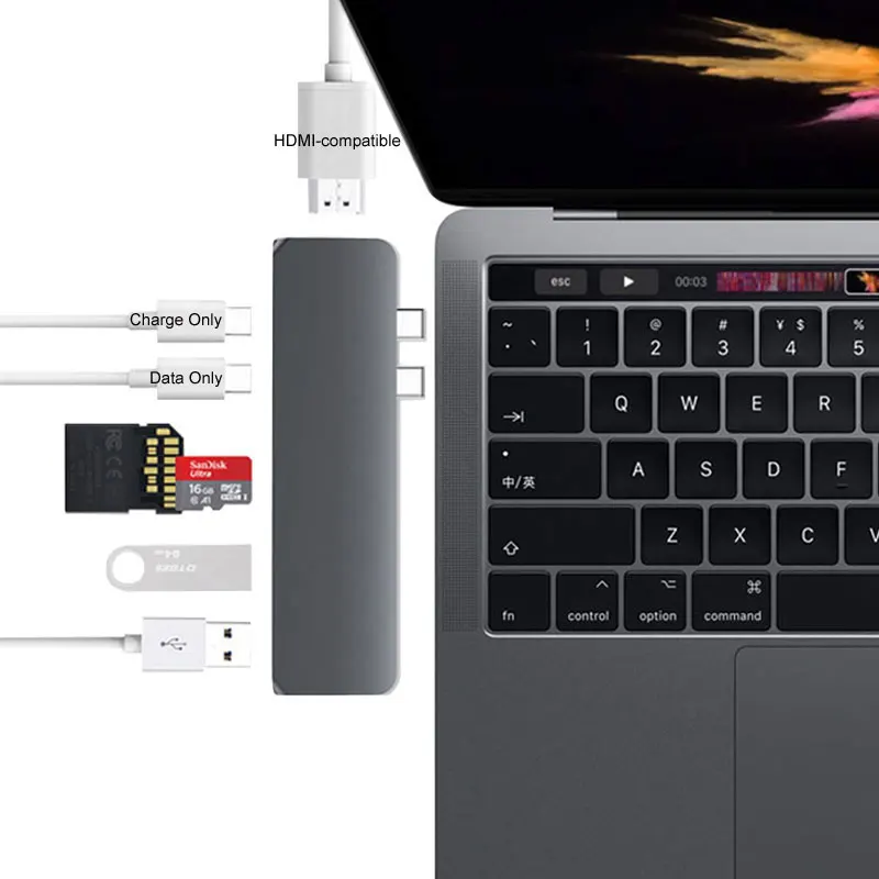 EASYA USB C концентратор с HDMI поддержкой 4K TF Card Reader 3 0 PD Тип док станция для MacBook Pro/Air M1
