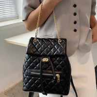 luxury brand ladies teenager backpacks school bags for girls solid color lattice backpack women sac a dos chain travel back pack