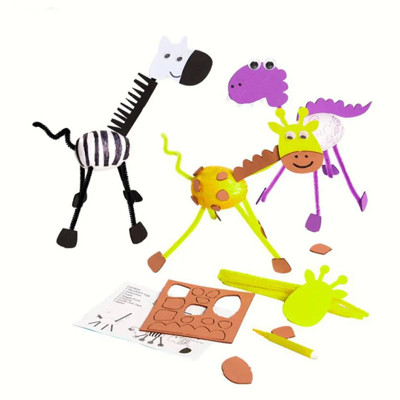 

Crafts Kids Diy Homemade 3D Animals Kindergarten Learning Early Education Toys Montessori'S Teaching Aids For Children Baby Toys