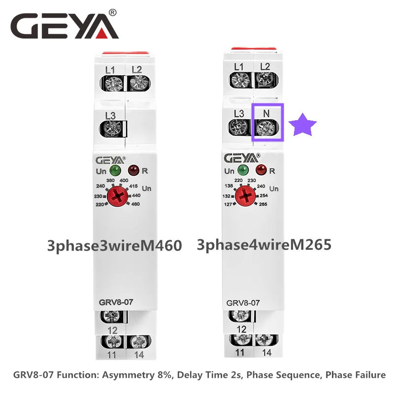 GEYA GRV8 07 реле монитора фазы с асимметричной и временной задержкой 45 65 Гц