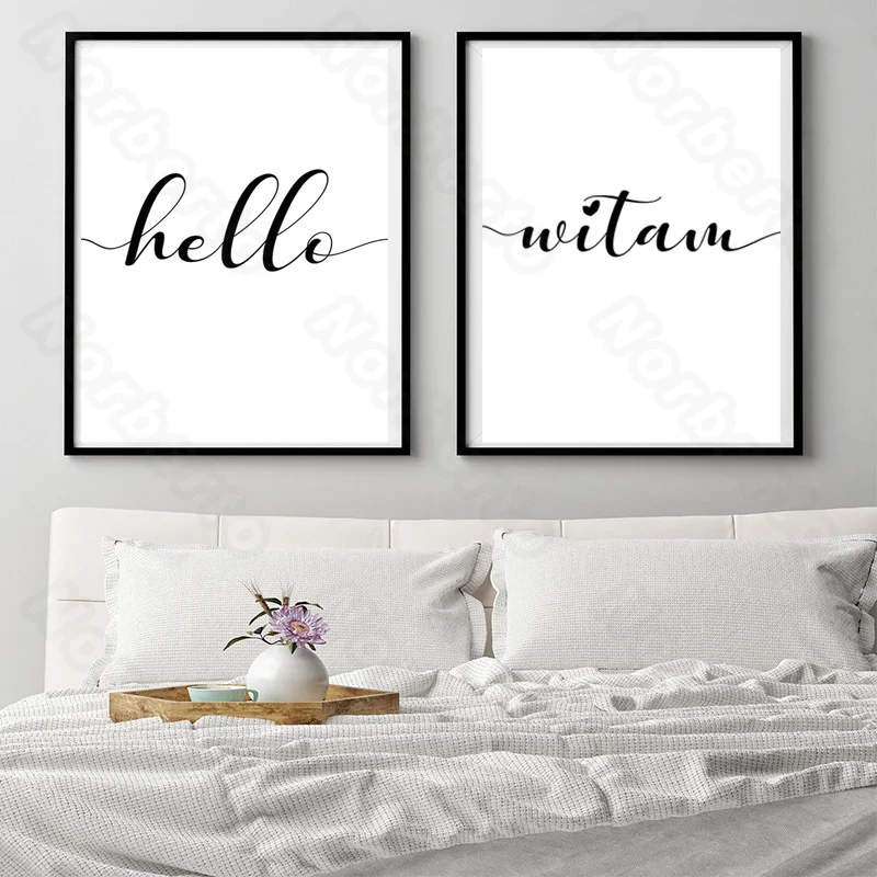 

Nordic Style Canvas Painting Wall Poster Minimalist Pictures Only Art Black Letters Hello Milan for Home Rooms Wall Decoration