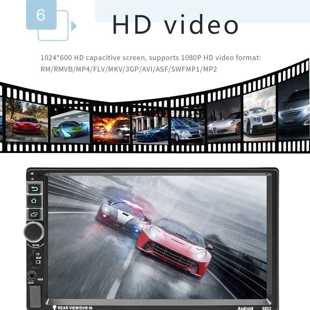 2 DIN MP5 Автомобильный плеер Android 7 ''сенсорный экран HD 1080P автомобильное радио