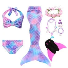 Fancy Mermaid tails Little Mermaid Tail Costume Swimmable Monofin Bikini Bathing Swimsuit Mermaid Tails Swimming Cosplay Add Fin
