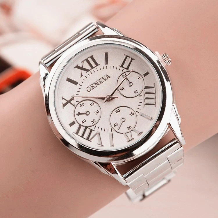 

2022 New Famous Brand Geneva Rosy Gold Casual Quartz Watch Women Full Stainless Steel Dress Watches Relogio Feminino Hot Clock