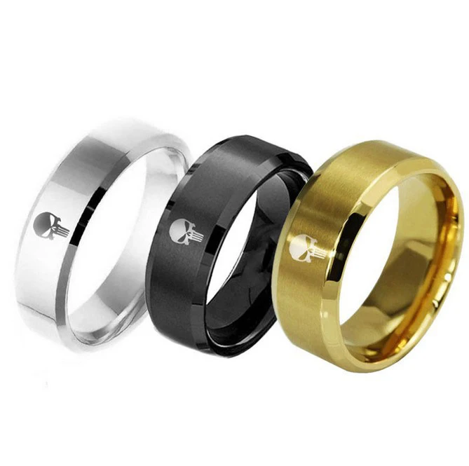 

2021 из нержавеющей стали, легированной титаном, кольца для мужчин и женщин Череп Мужской Перстень Винтаж кольцо серебро золотистый и черный ...