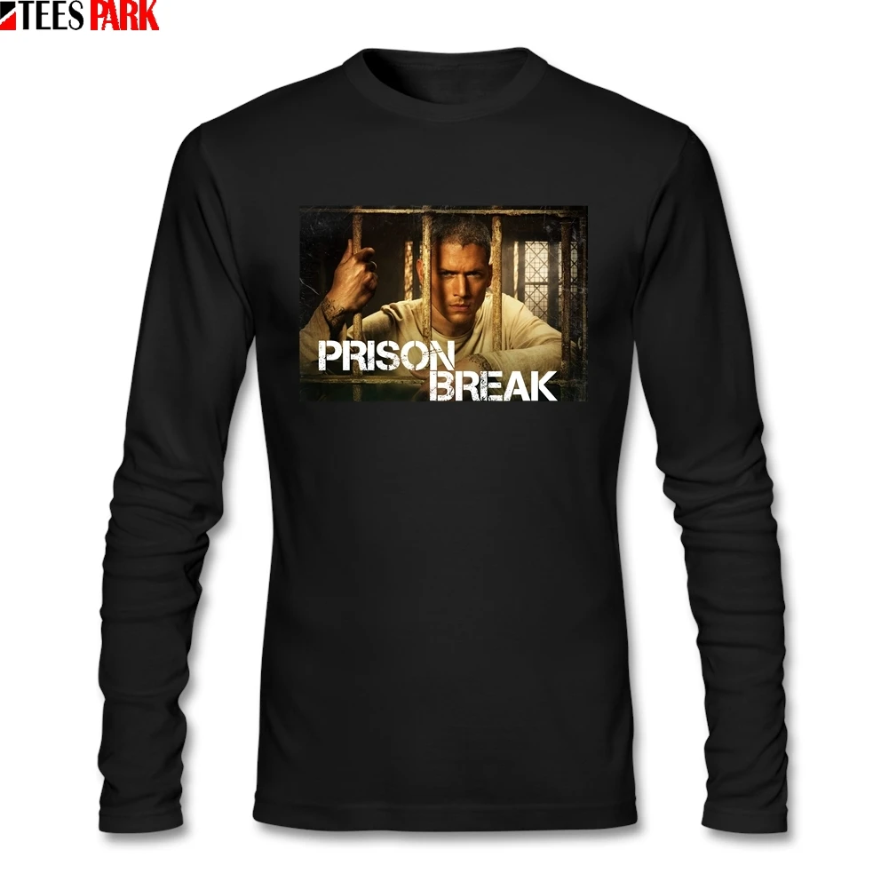 Винтажном стиле Майкл Скофилд футболка из тюрьмы тема Футболка Мужчины осень с О