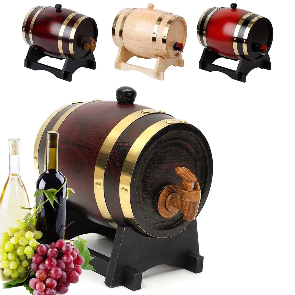 Barril de vino de madera de roble de 1.5L, equipo dispensador de cerveza Vintage, Mini barril, grifo, contenedor de vino de casa