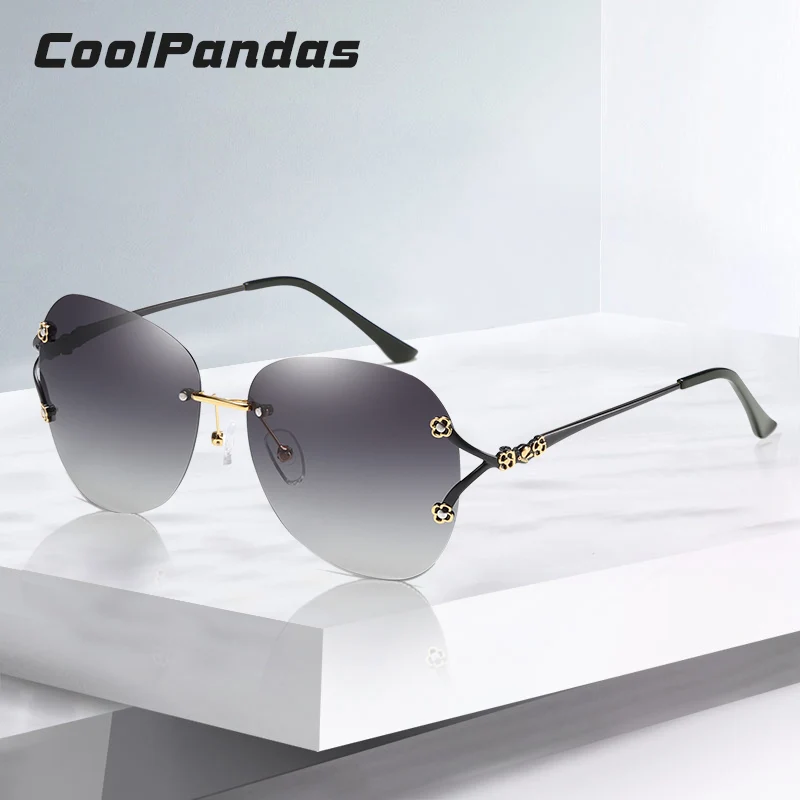 CoolPandas модные роскошные женские солнцезащитные очки негабаритных без оправы красочные очки с градиентными линзами Леди Путешествия очки Gafas Sol Mujer