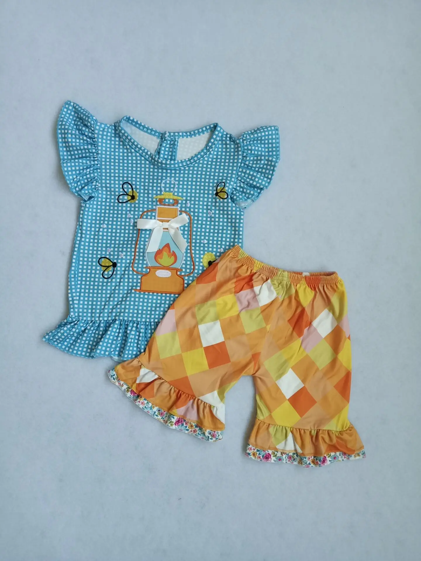 Модный летний комплект для девочек оптовая продажа дизайн масляной лампы