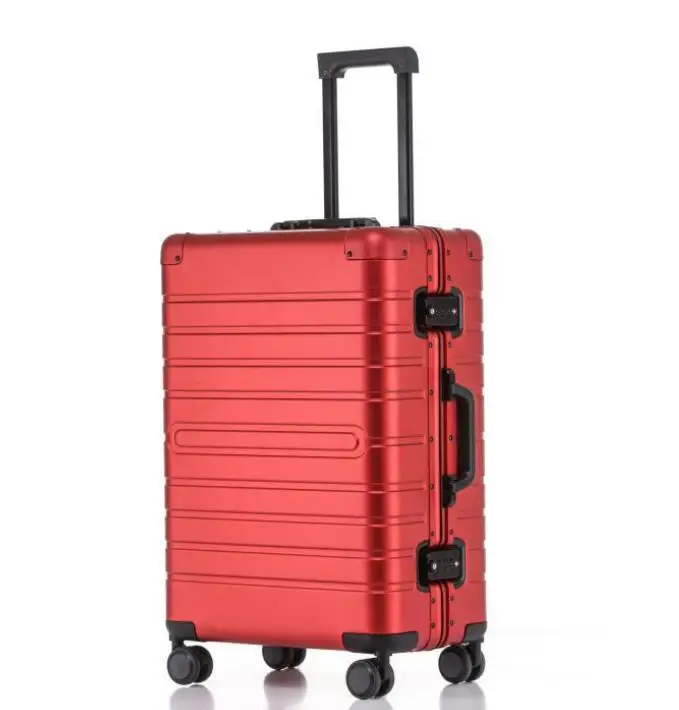 RED Carrylove Алюминиевый ручной чемодан 2" 24" 2" Спиннер металлический большой жесткий чемодан на колесиках - Цвет: RED