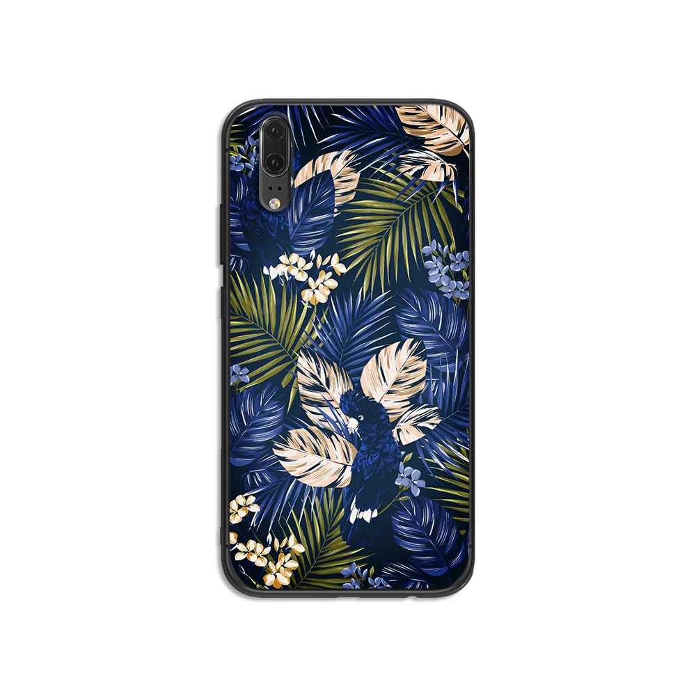 Зеленый чехол для телефона с изображением листьев и цветов huawei p20 p 30 lite Pro P smart mate 10