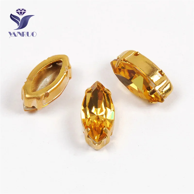 Light Topaz Yanruo 4200 забавные маркизы с камнями K9 Глаза Лошади Стразы заостренные сзади Стразы все для шитья - Цвет: Light Topaz