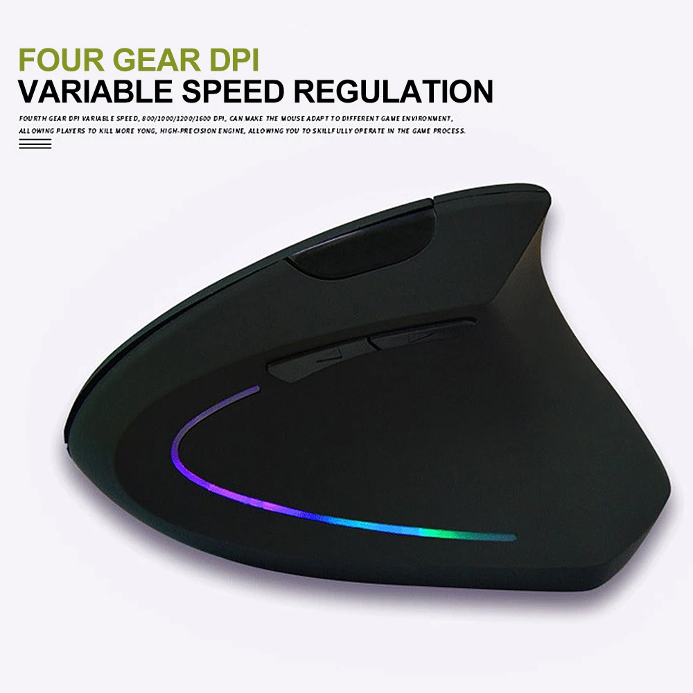 

Wireless Mouse Ergonomic Optical 2.4G 800/1200/1600DPI Colorful Light Wrist Healing Vertical Mice Gaming Mouse Gamer