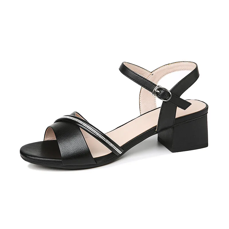 

New Summer Casual Sandals Large Size 40 Outdoor Thick Heeled Women Shoes High Heels Slides Women's Sandals Ankle Strap Shoes %
