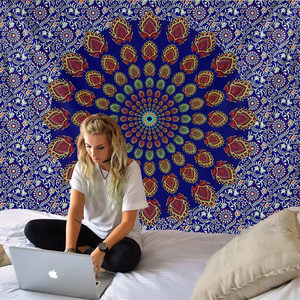 Индийская МАНДАЛА ГОБЕЛЕН настенный хиппи бохо настенные декоративные пледы