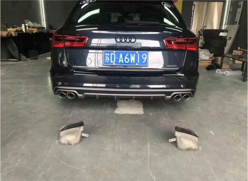A6 Avant ABS Автомобильный задний бампер для губ спойлер, диффузор для задней губы с выхлопными наконечниками для Audi A6 S6(A6 Avant) C7.5