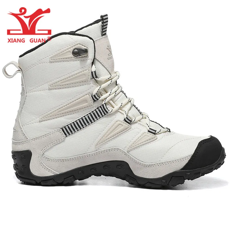 XIANG GUAN Man Hiking Shoes Men Waterproof Plush Warm High Top Climbing Mountain Tactical Boots Outdoor Sports Trekking Sneakers