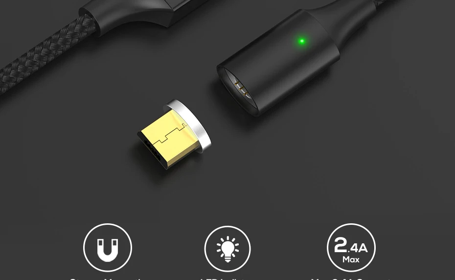 Магнитный мини-кабель-usb для samsung Xiaomi huawei Micro usb type C нейлоновый Плетеный светодиодный кабель USB C для IPhone X XS Max