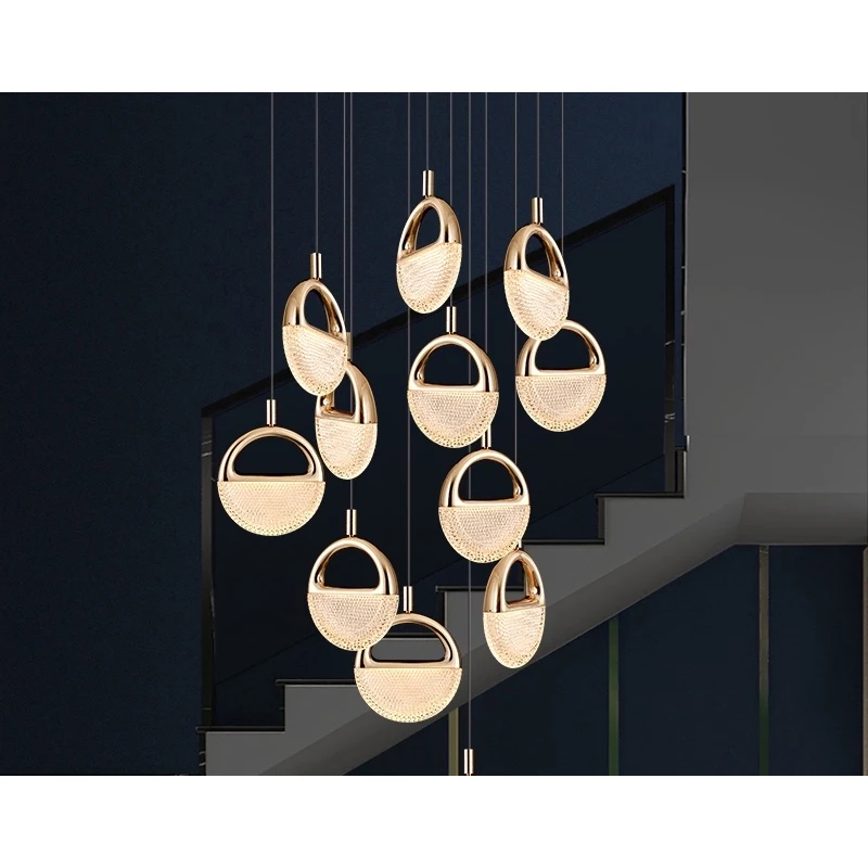 売却 モダンで豪華なデザイン,スパイラル階段,リビングルーム,ベッドルーム,ゴールドの大面積と互換性のある豪華な吊り下げ式LEDシーリングライト。