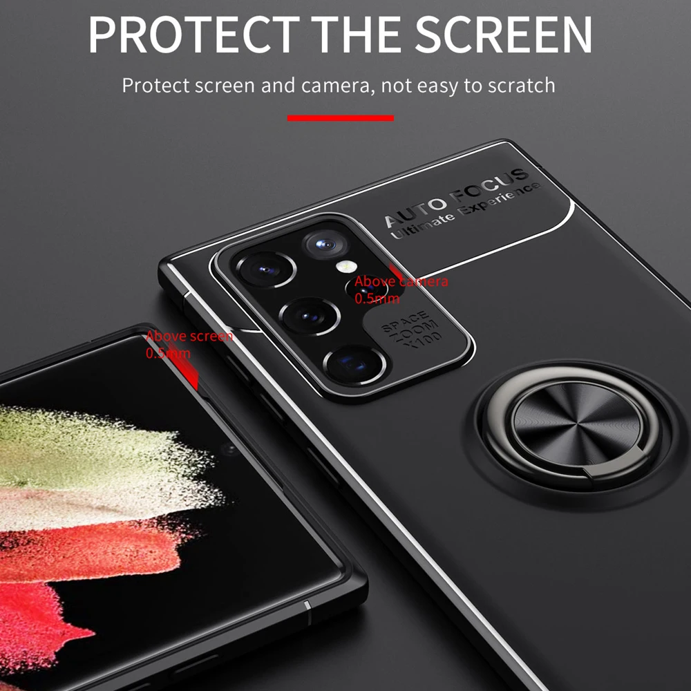 keysion shockproof case for samsung s22 ultra s22 s21 fe s20 plus silicone ring stand phone back cover for galaxy note 20 ultra free global shipping
