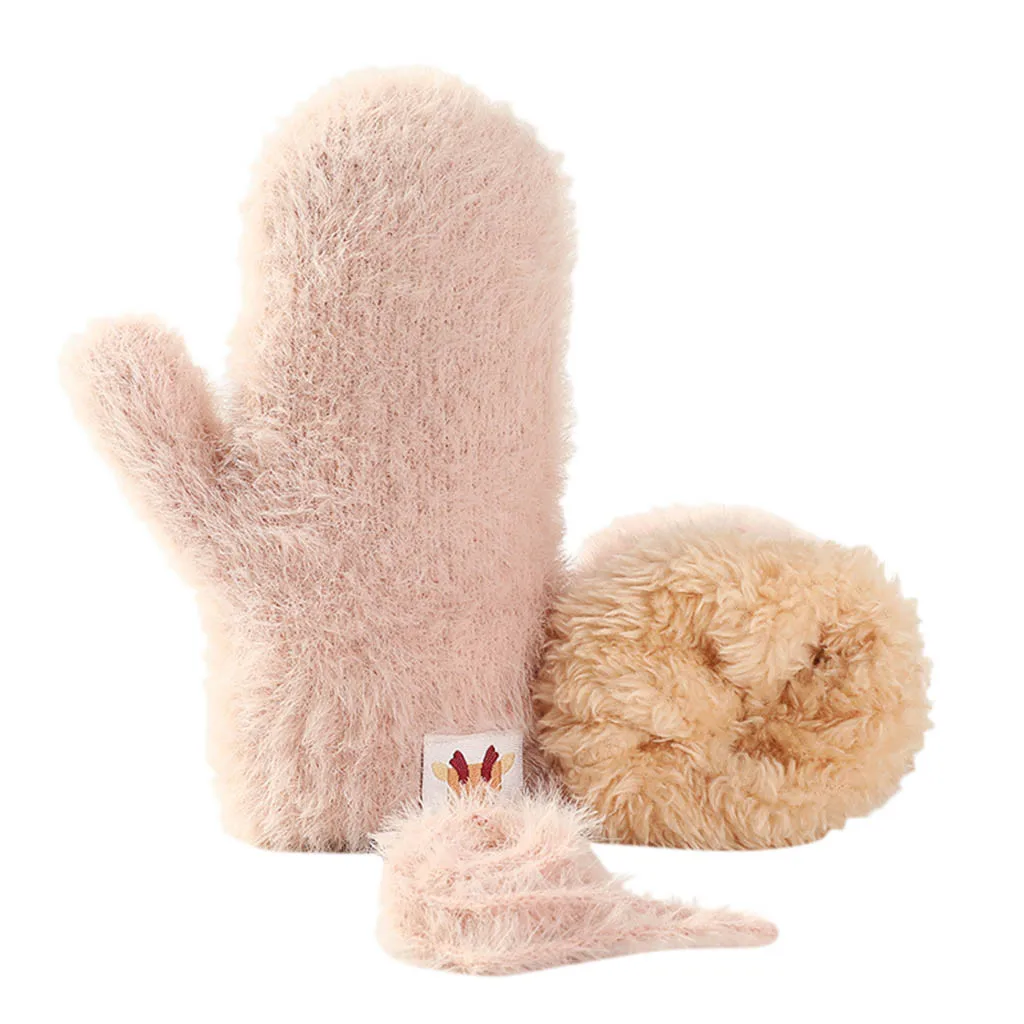 2020 autumn Winter new Cartoon Full Finger Warm Thicken Mittens Skiing Gloves Windbreak cashmere gloves kids #N11 | Аксессуары для