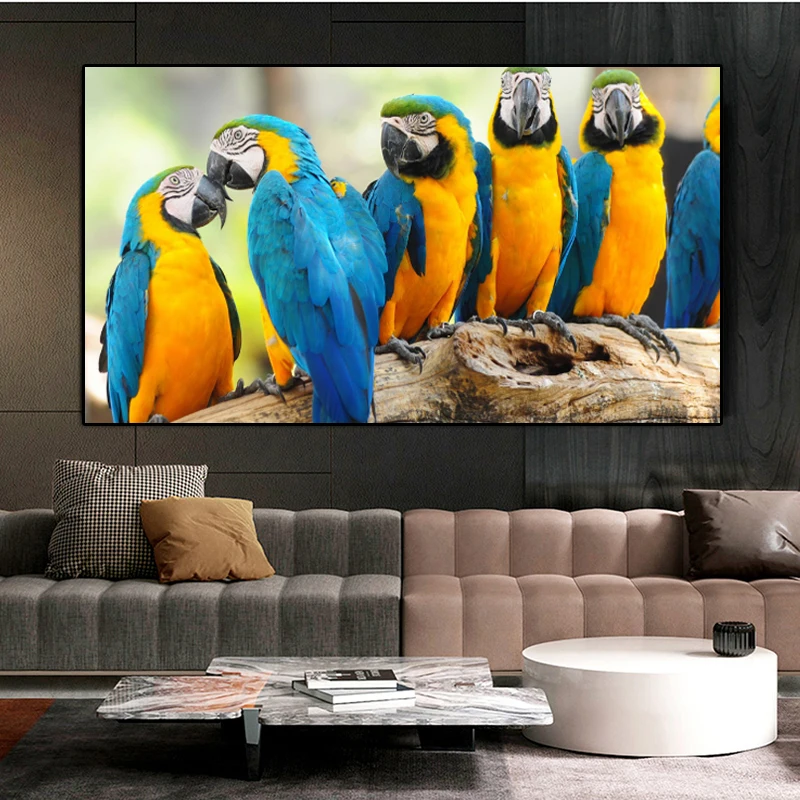 Настенная Картина на холсте Современная фотография абстрактные попугаи для
