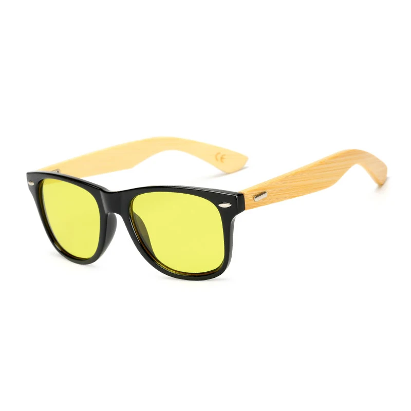 

Солнцезащитные очки для мужчин и женщин, деревянные, бамбуковые, водительские, желтые линзы, винтажные, квадратные, мужские, женские, солнце...