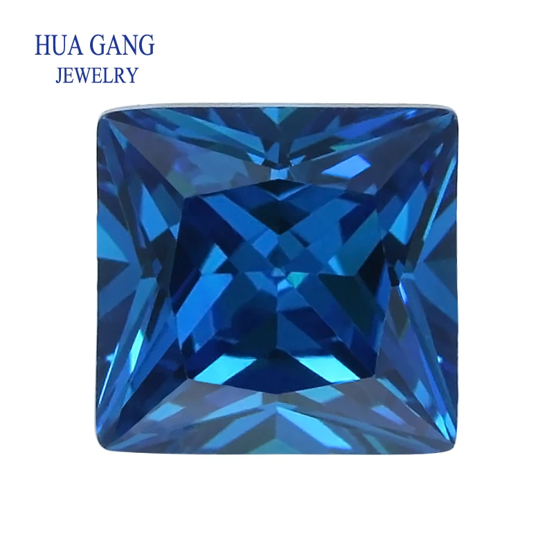 

2x2~10x10mm AAAAA Dark Sea Blue Square Shape Princess Cut Loose CZ Stone Beads Synthetic Gems Cubic Zirconia For Jewelry