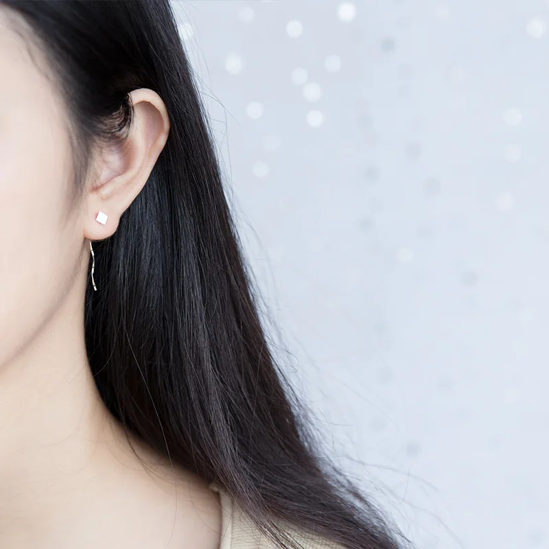 Серьги гвоздики из серебра 2019 пробы квадратные 100% см|Серьги-гвоздики| |