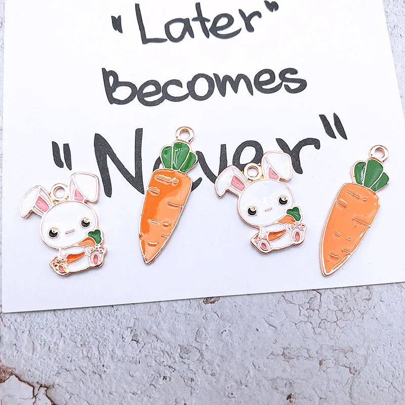 10 шт. эмалевые Подвески в виде кролика моркови металлические подвески овощей