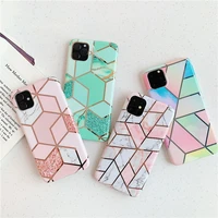 Fashion Geometric Marble Texture Phone Case For iPhone 2020 Max Pro Max Soft IMD Cover For iPhone Plus
