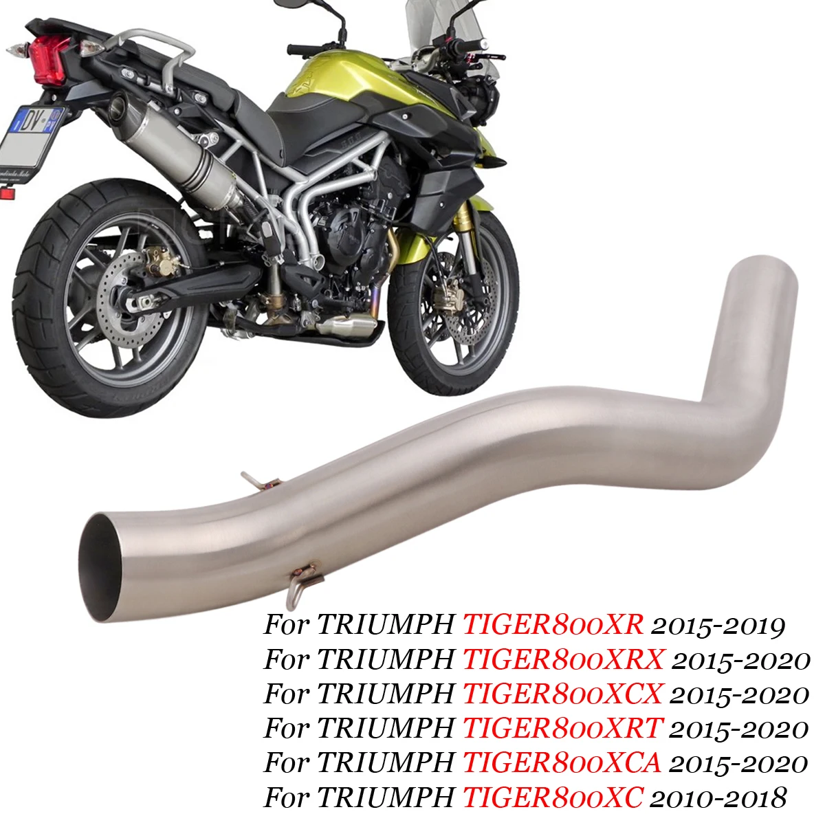 

Slip-On for Triumph Tiger 800 2010 To 2017 Tiger 800 Xc / Xr /xrx/xcx/xrt/xca Escape Motorcycle Exhaust Muffler Mid Link Pipe