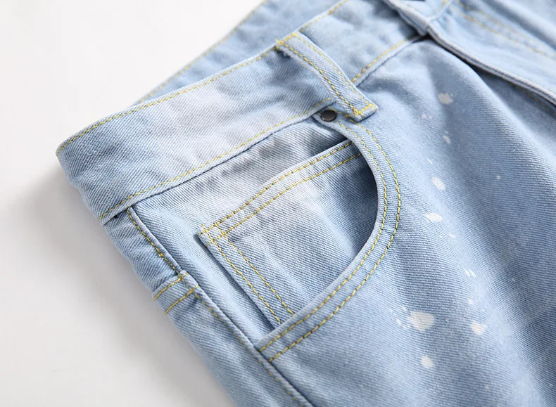 

Men's European American Men's Jeans Spring and Autumn New Style Ripped Tide Brand Trousers Loose Straight Jeans Men