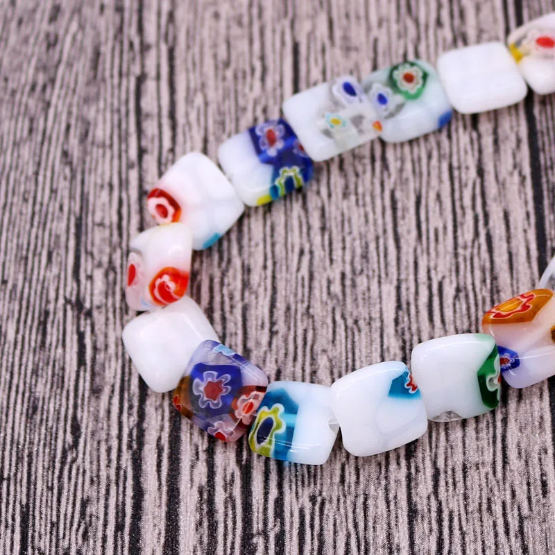 Стеклянные бусины Millefiori Квадратные для изготовления браслетов ручной работы 37