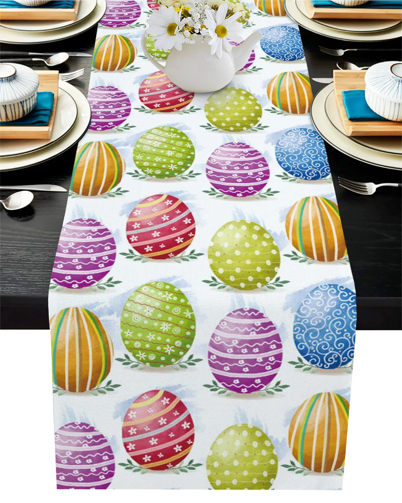 

Акварель для фотосъемки Христос воскрес с пасхальными яйцами узор Настольная дорожка дома украшение кухонного стола скатерть и салфетки С...