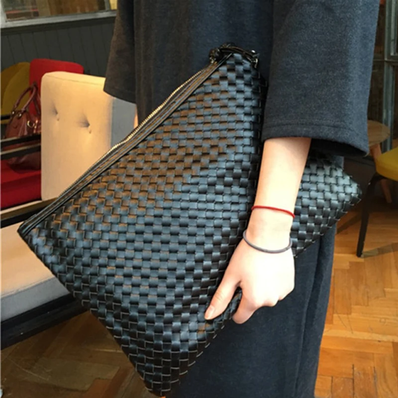 Вязаные сумки-конверты через плечо из искусственной кожи мессенджеры на ремне